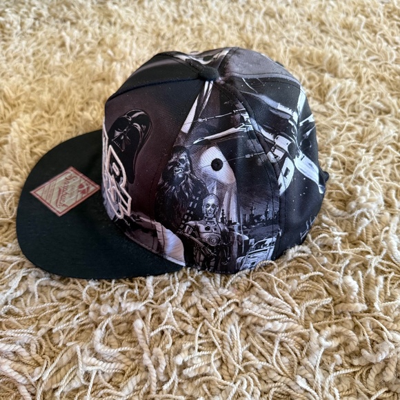 Star Wars Hip Hop Cap Mens Black White Embroidered Logo Adjustable Snapback Hat - Picture 4 of 6